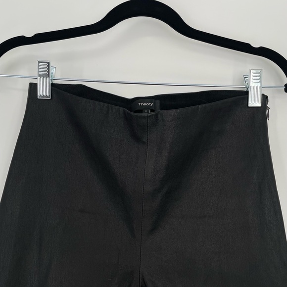 Theory Black Lambskin Leather Grunge Ankle Fit Skinny Luxury Baddie Pants 6 - Picture 6 of 10
